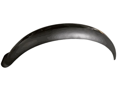 Fender black plastic motorcycle or bicycle fender with a smooth matte finish and curved shape