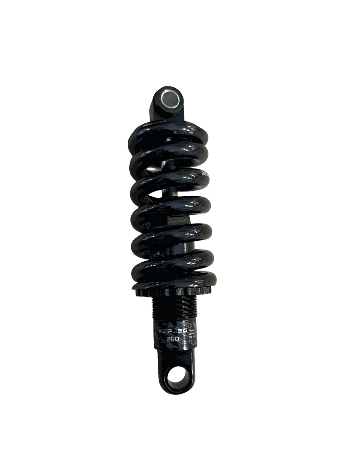 Rear Shock black metal spring coil with mounting eyelets on both ends for suspension system