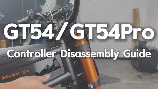 Official cover photo for the Riding’times GT54/GT54 PRO controller disassembly guide, featuring a close-up of the ebike frame and the title text