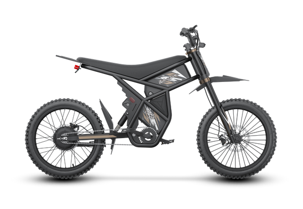 Black GT73 Pro electric motorbike with rugged off-road tires and rear gear hub motor design