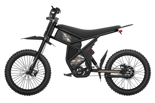 Black GT73 Pro electric motorbike with rugged off-road tires and rear gear hub motor design