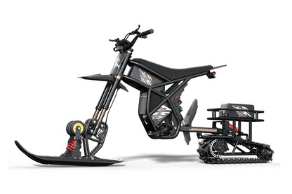 Black off-road vehicle with tracks on a white background