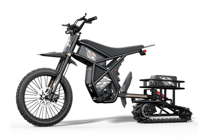 Black off-road vehicle with tracks on a white background