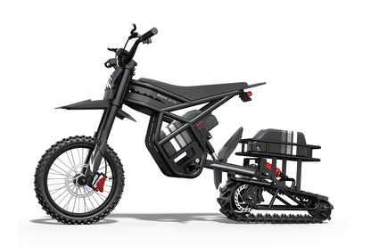 Black off-road vehicle with a trailer on a white background