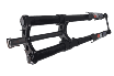 Front Fork for a bicycle, black metal with a standard tubular design and mounting points for brakes and wheel axle