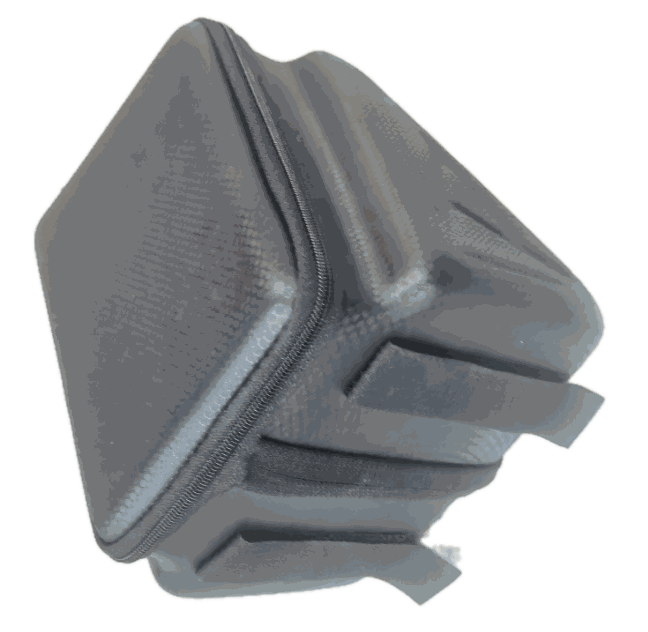 GT73 black triangle bag with textured surface and zipper designed to fit securely within a bike frame