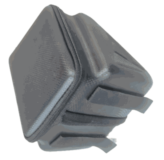 GT73 black triangle bag with textured surface and zipper designed to fit securely within a bike frame
