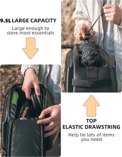 Z8 - Rack Bag black polyurethane hard shell bicycle rear rack bag with geometric pattern and top elastic drawstring